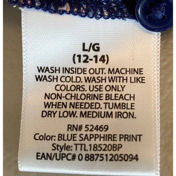 Time And Tru Dress Boho Tunic Blue Sapphire Print has Belt Long Sleeves Large - Picture 4 of 10